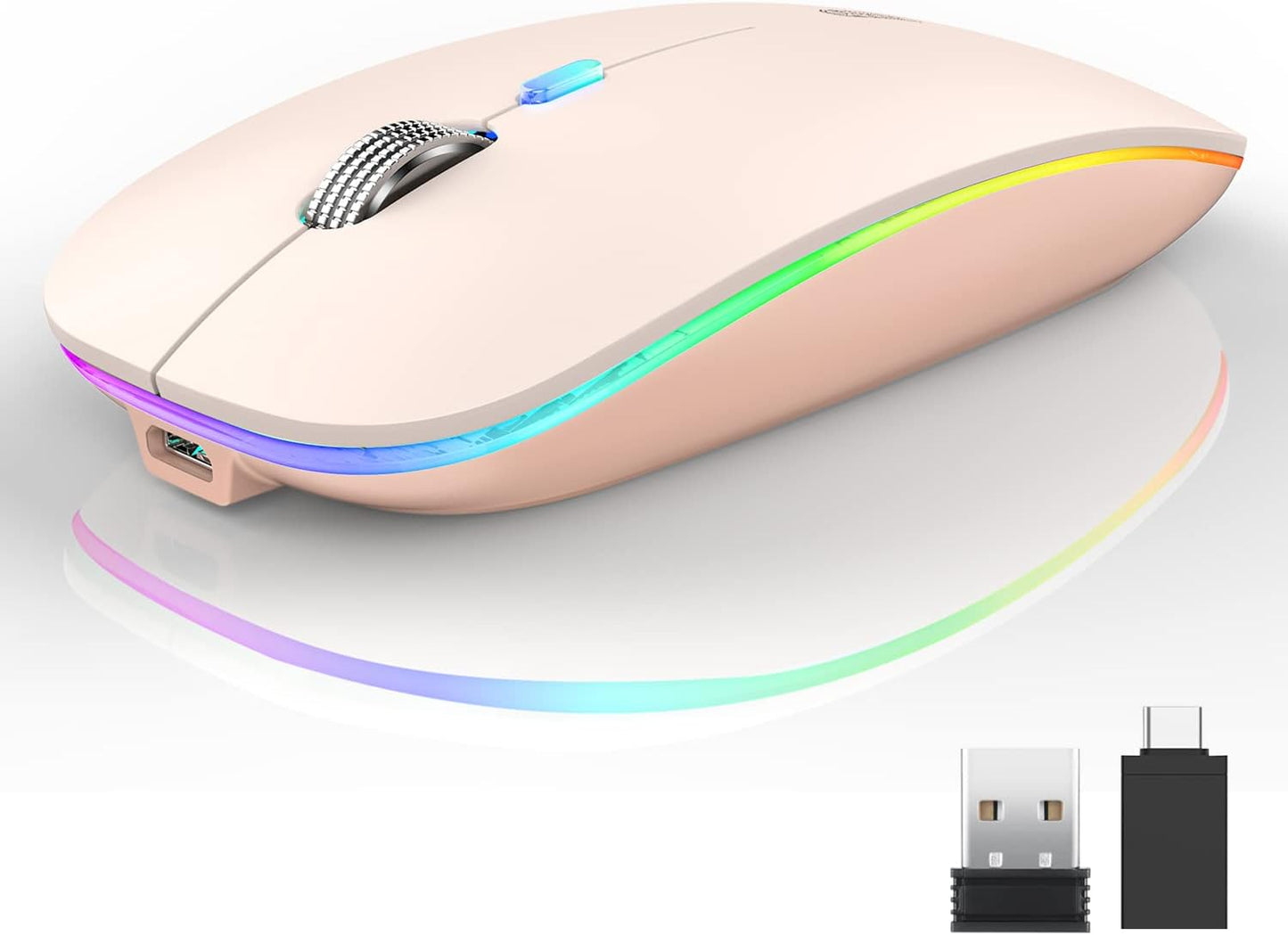 Uiosmuph LED Wireless Mouse, G12 Slim Rechargeable Silent Mouse